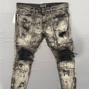 Distressed Black and Gray Men's Jeans